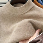 Mock Neck Knit Sweater Men's Fleece-Lined Pullover – Casual, Office, Winter, Gift