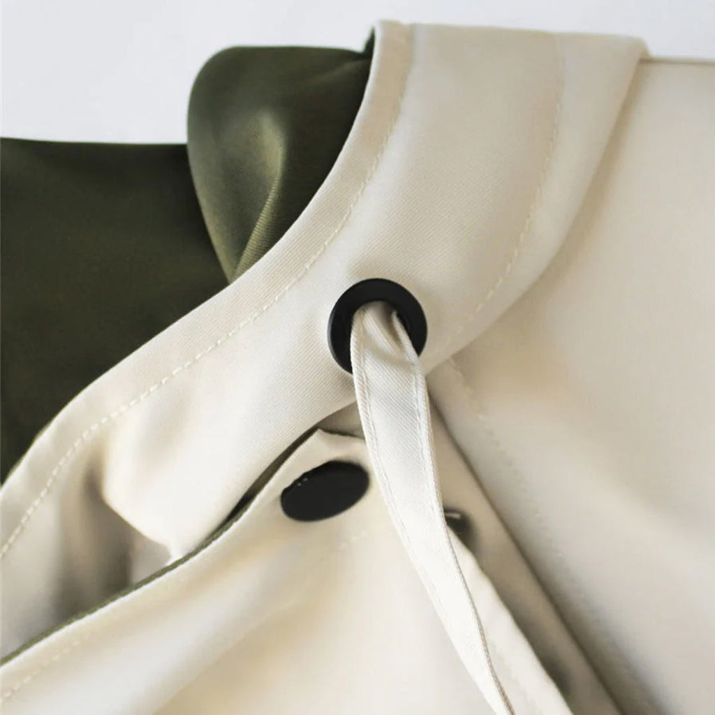 Oversized Shawl Collar Jacket Women's Beige Green Zip-Up Windbreaker – Casual, Office, Holiday, Gift