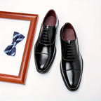Oxford Dress Shoes Men's Leather Cap-Toe Lace-Up Brown – Office, Wedding, Formal, Business, Gift
