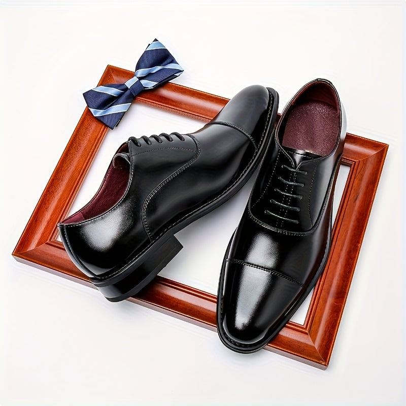 Oxford Dress Shoes Men's Leather Cap-Toe Lace-Up Brown – Office, Wedding, Formal, Business, Gift
