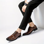 Oxford Dress Shoes Men's Leather Cap-Toe Lace-Up Brown – Office, Wedding, Formal, Business, Gift
