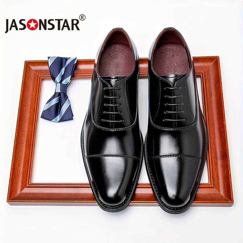 Oxford Dress Shoes Men's Leather Cap-Toe Lace-Up Brown – Office, Wedding, Formal, Business, Gift