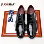 Oxford Dress Shoes Men's Leather Cap-Toe Lace-Up Brown – Office, Wedding, Formal, Business, Gift