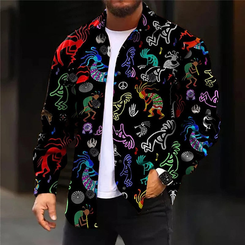 Paisley Print Overshirt Men's Long Sleeve Button-Up Shirt Jacket Red – Casual, Office, Holiday, Gift