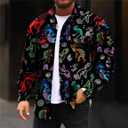 Paisley Print Overshirt Men's Long Sleeve Button-Up Shirt Jacket Red – Casual, Office, Holiday, Gift