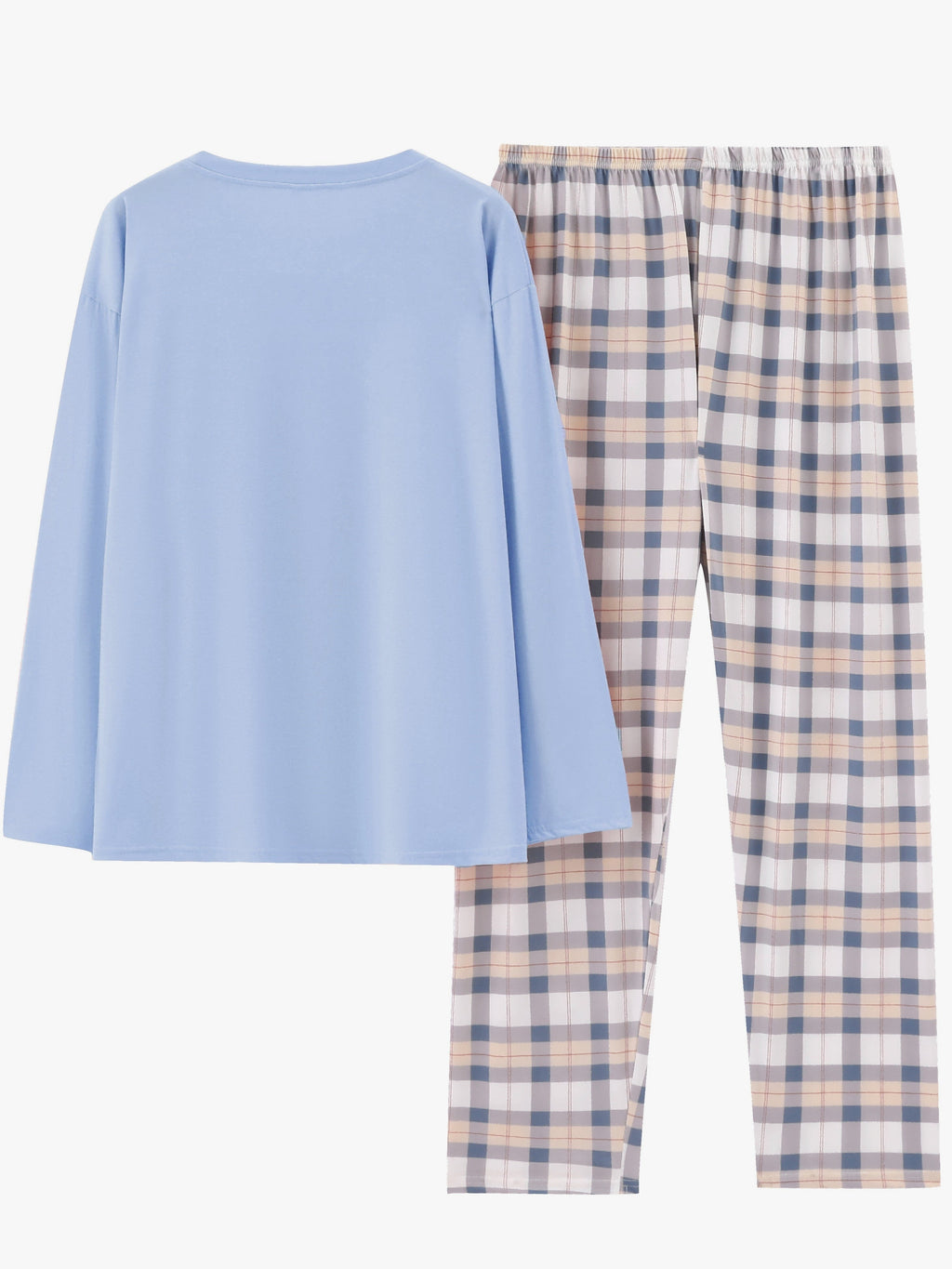 Pajama Set Women's Long Sleeve Pink Top Plaid Pants – Sleepwear, Loungewear, Casual, Gift