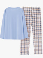 Pajama Set Women's Long Sleeve Pink Top Plaid Pants – Sleepwear, Loungewear, Casual, Gift