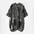 Patchwork Kimono Cape Women's Oversize Open Front Black White – Casual, Office, Holiday, Gift