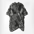 Patchwork Kimono Cape Women's Oversize Open Front Black White – Casual, Office, Holiday, Gift