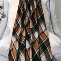 Plaid A-Line Skirt Women's Flared High Waist Midi Skirt Brown Black Check – Casual, Office