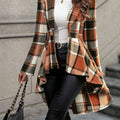 Plaid Draped Jacket Women's Open Front Long Sleeve High-Low Hem – Casual, Office