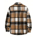 Plaid Flannel Overshirt Men's Long Sleeve Button-Up Shacket – Casual, Office, Fall Layering Gift