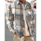 Plaid Flannel Overshirt Men's Long Sleeve Button-Up Shacket – Casual, Office, Fall Layering Gift