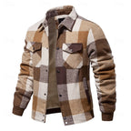 Plaid Flannel Shirt Jacket Men's Button-Up Shacket with Chest Pockets – Casual, Winter Layering