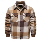 Plaid Flannel Shirt Jacket Men's Button-Up Shacket with Chest Pockets – Casual, Winter Layering