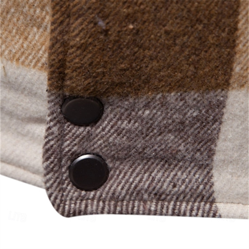 Plaid Flannel Shirt Jacket Men's Button-Up Shacket with Chest Pockets – Casual, Winter Layering