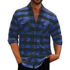 Plaid Flannel Shirt Men's Long Sleeve Black White Check with Chest Pockets – Casual, Office