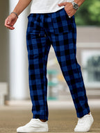 Plaid Lounge Pants Men's Black White Drawstring Relaxed Fit – Casual, Loungewear, Everyday, Gift