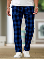 Plaid Lounge Pants Men's Black White Drawstring Relaxed Fit – Casual, Loungewear, Everyday, Gift