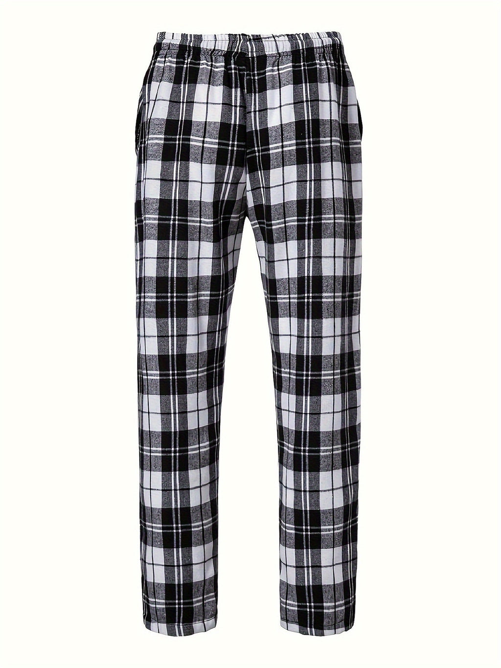 Plaid Lounge Pants Men's Black White Drawstring Relaxed Fit – Casual, Loungewear, Everyday, Gift
