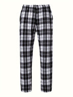 Plaid Lounge Pants Men's Black White Drawstring Relaxed Fit – Casual, Loungewear, Everyday, Gift