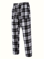 Plaid Lounge Pants Men's Black White Drawstring Relaxed Fit – Casual, Loungewear, Everyday, Gift