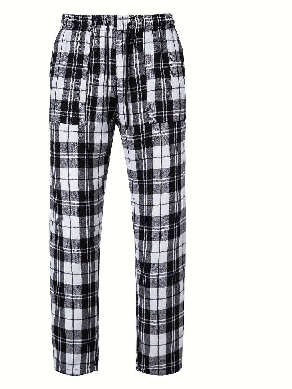 Plaid Lounge Pants Men's Black White Drawstring Relaxed Fit – Casual, Loungewear, Everyday, Gift