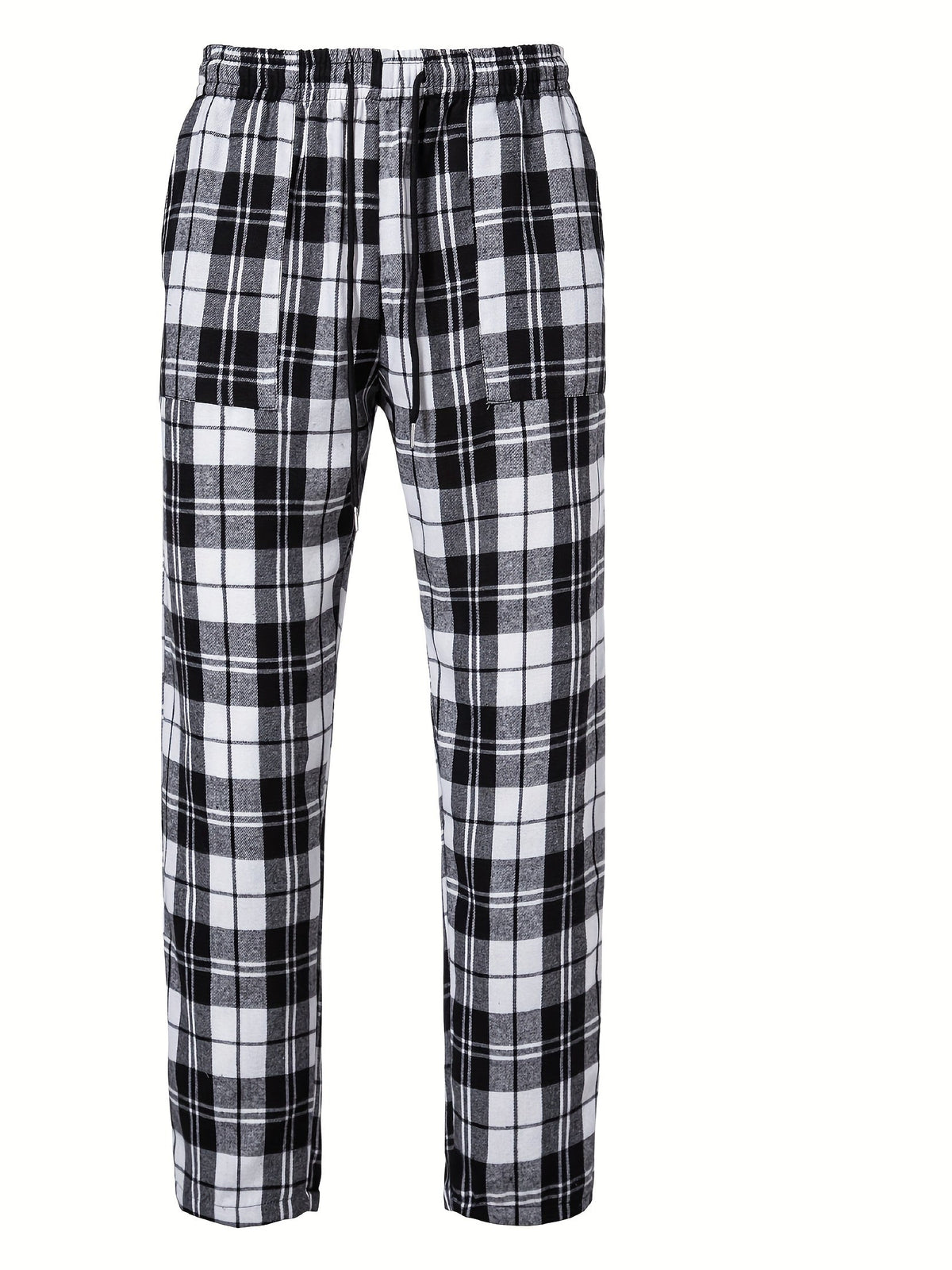 Plaid Lounge Pants Men's Black White Drawstring Relaxed Fit – Casual, Loungewear, Everyday, Gift