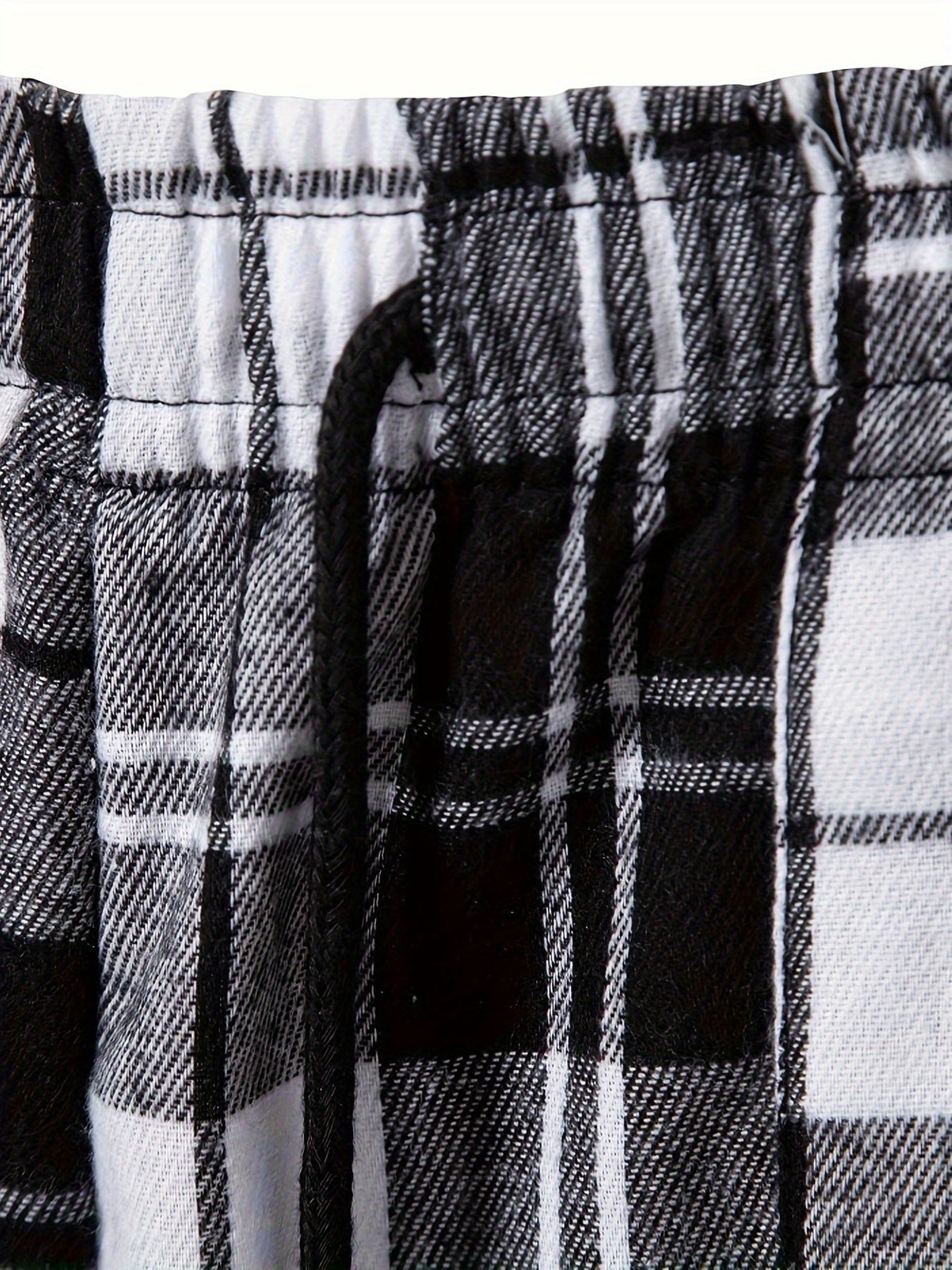Plaid Lounge Pants Men's Black White Drawstring Relaxed Fit – Casual, Loungewear, Everyday, Gift