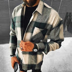 Plaid Overshirt Men's Long Sleeve Button-Up Shacket – Casual, Office · Faylori