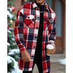Plaid Overshirt Men's Long Sleeve Button-Up Shacket with Chest Pockets – Casual, Fall Layering Jacket