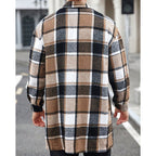Plaid Overshirt Men's Long Sleeve Button-Up Shacket with Chest Pockets – Casual, Fall Layering Jacket