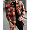 Plaid Overshirt Men's Long Sleeve Button-Up Shacket with Chest Pockets – Casual, Fall Layering Jacket