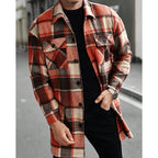 Plaid Overshirt Men's Long Sleeve Button-Up Shacket with Chest Pockets – Casual, Fall Layering Jacket