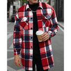 Plaid Overshirt Men's Long Sleeve Button-Up Shacket with Chest Pockets – Casual, Fall Layering Jacket