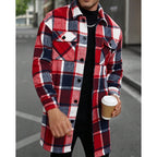 Plaid Overshirt Men's Long Sleeve Button-Up Shacket with Chest Pockets – Casual, Fall Layering Jacket