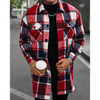 Plaid Overshirt Men's Long Sleeve Button-Up Shacket with Chest Pockets – Casual, Fall Layering Jacket