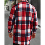 Plaid Overshirt Men's Long Sleeve Button-Up Shacket with Chest Pockets – Casual, Fall Layering Jacket
