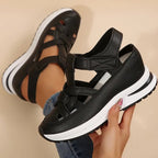 Platform Sandals White Cutout Closed Toe Women's – Casual, Summer, Everyday Comfort Walking