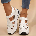 Platform Sandals White Cutout Closed Toe Women's – Casual, Summer, Everyday Comfort Walking