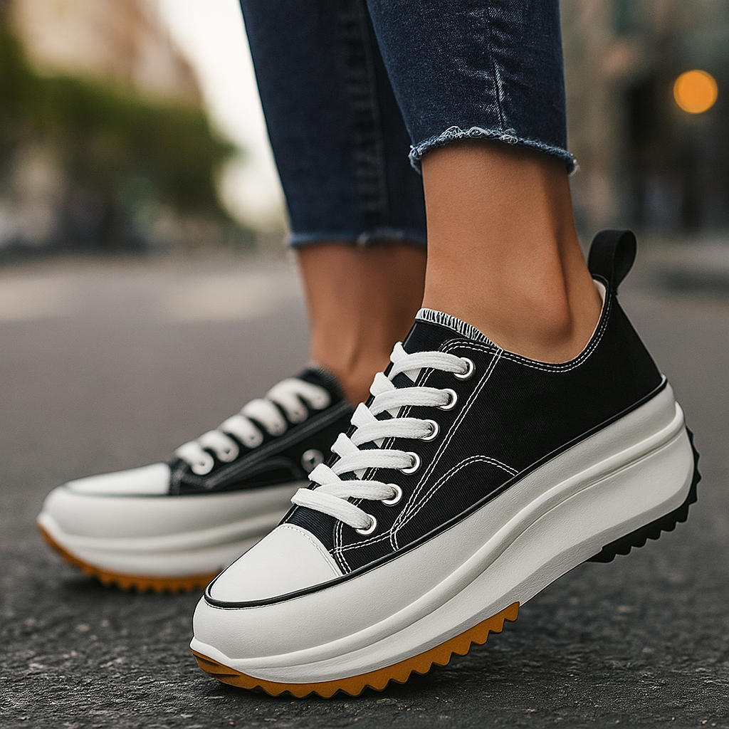 Platform Sneakers Zebra Print Lace-Up Canvas Women's – Casual, Everyday · Faylori