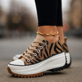 Platform Sneakers Zebra Print Lace-Up Canvas Women's – Casual, Everyday · Faylori