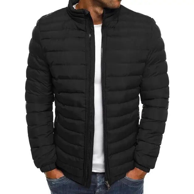 Puffer Jacket Men's Quilted Stand-Up Collar Full-Zip Lightweight Coat – Casual, Winter, Office, Gift