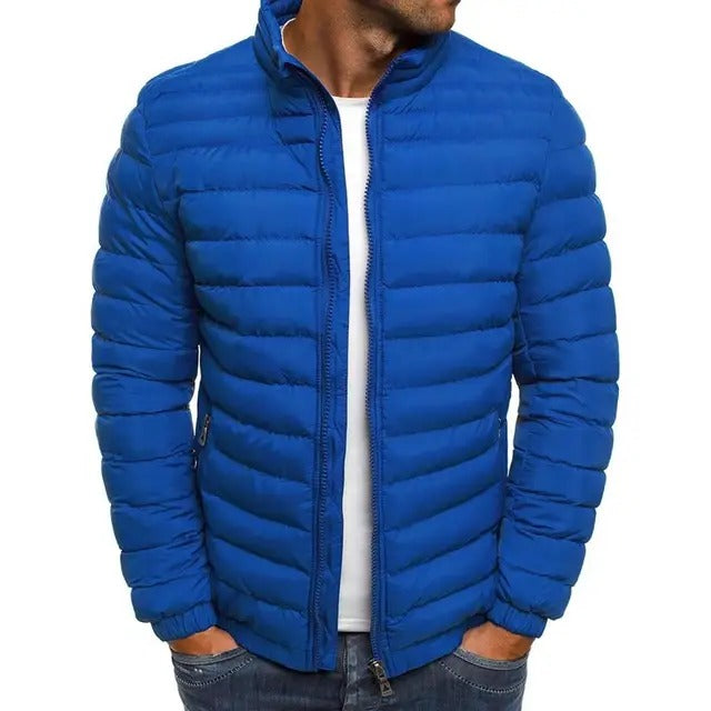 Puffer Jacket Men's Quilted Stand-Up Collar Full-Zip Lightweight Coat – Casual, Winter, Office, Gift
