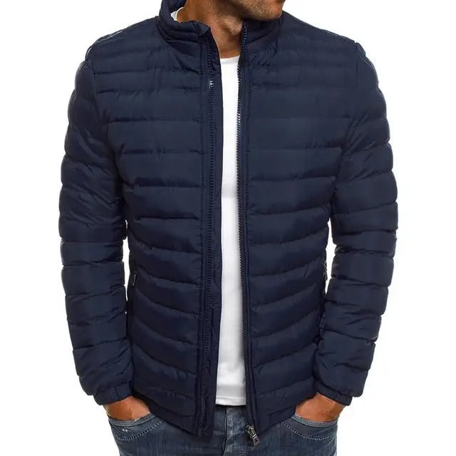 Puffer Jacket Men's Quilted Stand-Up Collar Full-Zip Lightweight Coat – Casual, Winter, Office, Gift