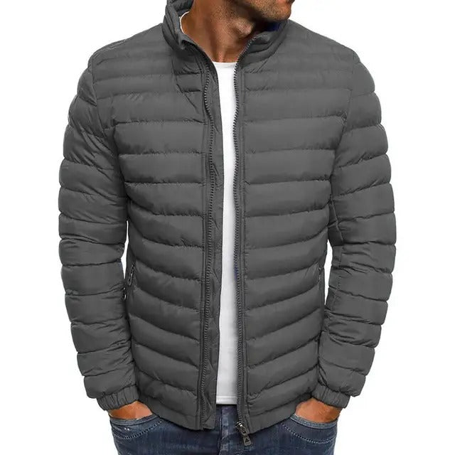 Puffer Jacket Men's Quilted Stand-Up Collar Full-Zip Lightweight Coat – Casual, Winter, Office, Gift