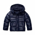 Puffer Jacket Navy Blue Hooded Glossy Women's – Casual, Winter, Everyday Outdoor