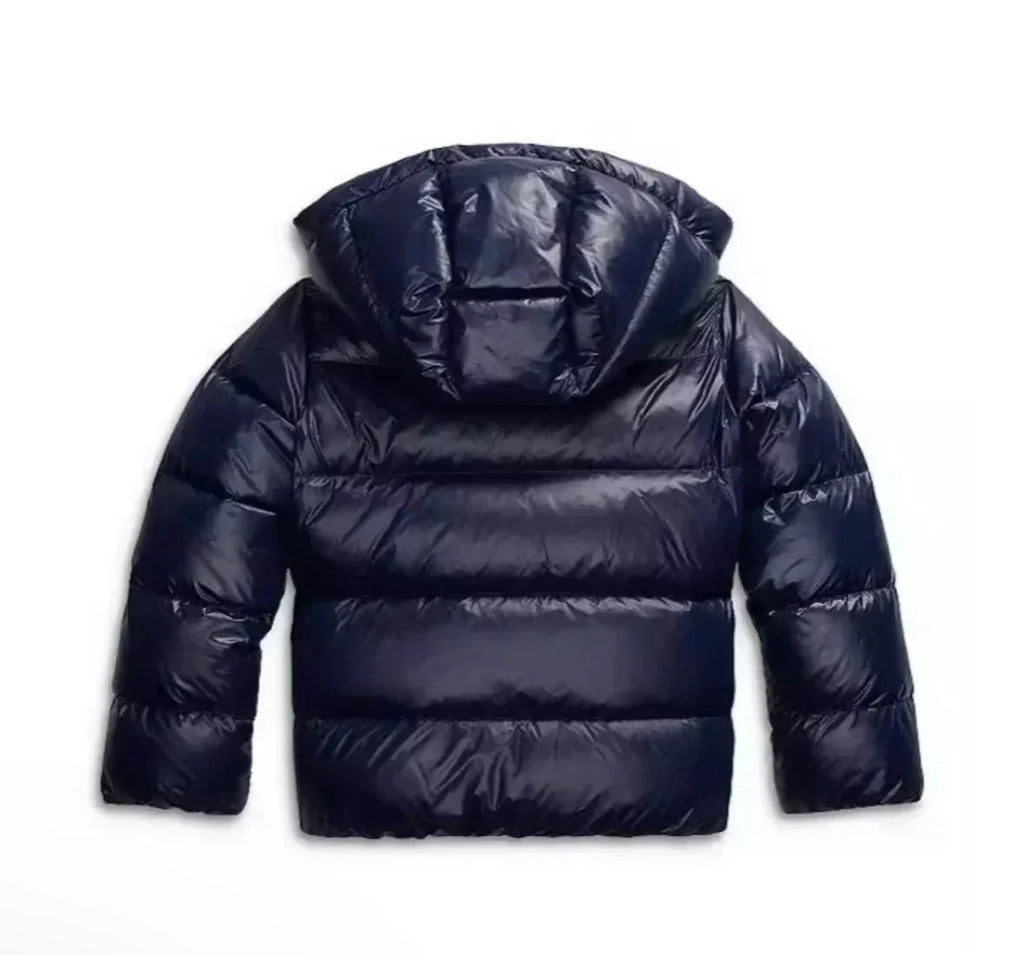 Puffer Jacket Navy Blue Hooded Glossy Women's – Casual, Winter, Everyday Outdoor