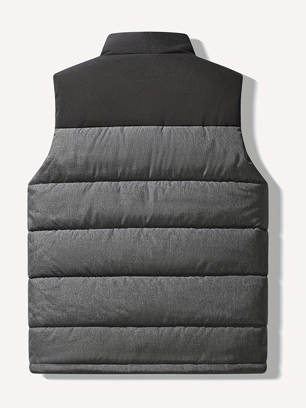 Puffer Vest Men's Insulated Stand-Collar Gray Zip-Pocket – Casual, Winter Outdoor Layering