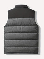 Puffer Vest Men's Insulated Stand-Collar Gray Zip-Pocket – Casual, Winter Outdoor Layering